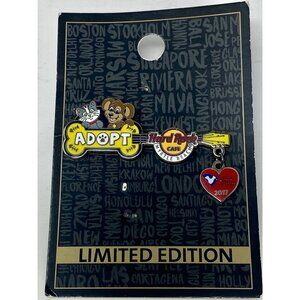 Hard Rock Cafe Myrtle Beach Pin Adopt a Pet Dog Cat Red Dangle Heart 2017  Ltd